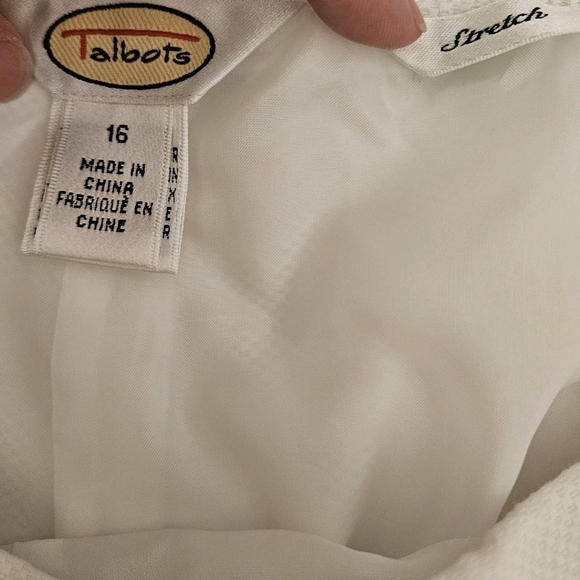 Talbots Textured Pants Womens 16 NWOT Vtg White Lined Office Careerwear - Picture 5 of 7